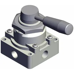 The SMC VH310-N02 is a manual air control valve from the VH Series, featuring a lever actuator and a panel-mounted, side-ported body. It has 1/4 in NPT ports and offers three-position operation with a closed center position. This valve is used in pneumatic systems requiring operator-directed air flow, such as machine tool clamping, jig positioning, or pneumatic safety circuits.