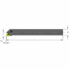 Indexable boring bar for internal turning and boring operations in metalworking. Designed for precision machining of holes, bores, and internal diameters. Suitable for use in general manufacturing applications.