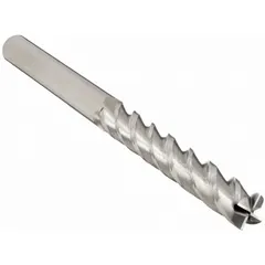 This carbide square end mill features 4 flutes, a 3/4" mill diameter, 3" length of cut, and 6" overall length. Designed for fast cutting, it is used for precision milling of slots, pockets, and profiles in metal and composite materials.