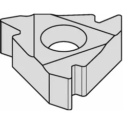 Replaceable carbide insert for precision internal and external thread cutting. Used with compatible tool holders to produce consistent thread forms in metals and alloys across industrial manufacturing, maintenance, and repair applications.