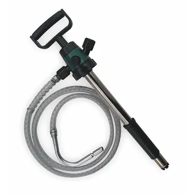 OILSAFE Hand Pump: Piston Action, Pump with Hose, Nozzle & Spout, ABS/Stainless Steel Housing - Down-Stroke Drum Pumps
