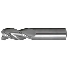 Carbide corner-radius end mill with 3 flutes, 1/8" mill diameter, 3/8" length of cut, 0.015" corner radius, and 1-1/2" overall length. Designed for milling aluminum and non-ferrous materials, the radiused edge reduces chipping and extends tool life. Suitable for general machining applications requiring a smooth, radiused finish.