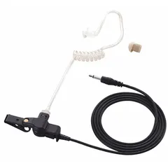 Listen-only earpiece with single-pin connector and acoustic tube earbud. Clear, single-wire design without push-to-talk. For use with ICOM F52D/F62D series two-way radios for private audio monitoring.