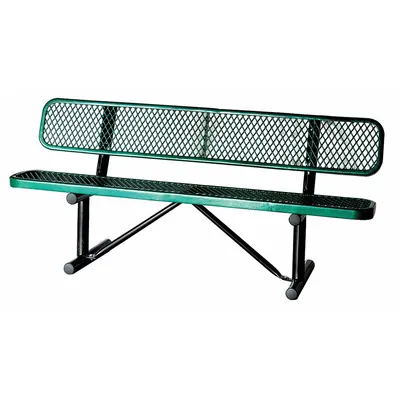 OEM Outdoor Bench: 72 in Overall Lg, 32 1/2 in Overall Ht, Green, Black - Thermoplastic Coated Steel Benches