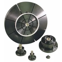 This inside-diameter fixture clamp is made of steel and features a 0.71 in machinable width with a 3/8"-16 bolt. It is used for fixturing workpieces from the bore, expanding to grip securely and allowing access to outer surfaces for machining operations such as milling, drilling, or turning.