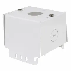 Steel pendant mount bracket with white powder-coated finish. Includes adapter plate for use with all HUV wattages. Designed for suspending linear high bay fixtures in industrial and warehouse settings.