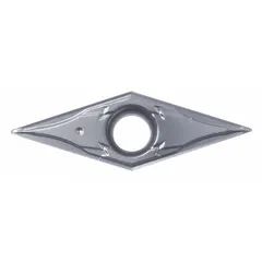 Diamond indexable turning insert for precision machining of non-ferrous materials. Used in turning, facing, and profiling operations to achieve high surface finish.