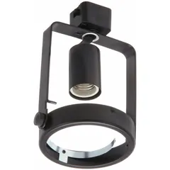 Incandescent spot track head rated at 75 W with a spot shape for directional accent lighting. Measures 4 3/8 in length and 3 7/8 in diameter with a black finish. Suitable for highlighting artwork, displays, or architectural features in track lighting systems.