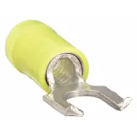 STA-KON Fork Terminals: Yellow, Nylon, #10 Stud Size, 12 AWG – 10 AWG Wire Range, Flanged Fork (MPN RC10-10FS)