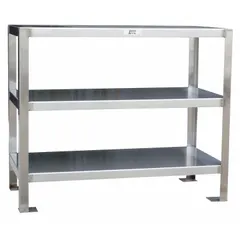 Fixed-height worktable with a stainless steel top measuring 30 by 18 inches. Supports an overall load capacity of 1200 pounds. Suitable for use as a sturdy work surface in industrial, commercial, and food-service environments for tasks such as assembly, inspection, and packaging.