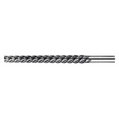 Taper pin reamer with spiral-flute geometry for finishing tapered holes to standard pin dimensions. Designed for #4 pins, with a diameter range of 0.2071 in to 0.2604 in. Suitable for ferrous and non-ferrous materials in metal assemblies.