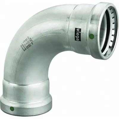 VIEGA MEGAPRESS Crimp Elbow Fitting: 2 1/2 in Pipe x 2 1/2 in Pipe Size - Potable Water Stainless Steel Press Fittings