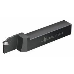 This indexable toolholder is designed for grooving and parting-off operations on lathes and turning centers. It accommodates indexable inserts for precise groove cutting or separating finished parts from bar stock in general metalworking applications.
