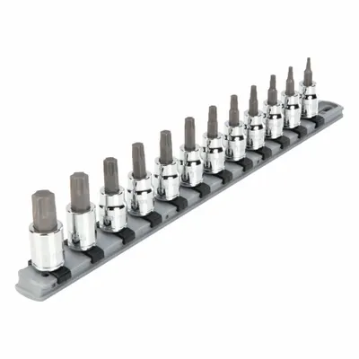 TEKTON Socket Set: 1 - 25 Pieces, 3/8 in Drive Size, 12 Pieces, T10 to T60 Tip Size Range - Torx Bit Socket Sets