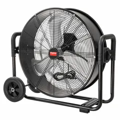 This mobile floor fan from Dayton features a 24-inch blade diameter and a direct-drive 1/8 hp motor. Constructed with a steel frame, it operates on 120V AC and is cUL certified. Suitable for general air circulation, cooling, and ventilation in industrial settings such as workshops, warehouses, and manufacturing facilities.