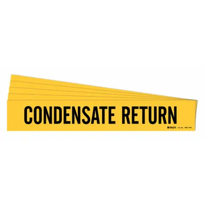 BRADY Pipe Marker: Condensate Return, Yellow, Black, Fits 8 in and Larger Pipe O.D. - Condensate Return Adhesive Pipe Markers