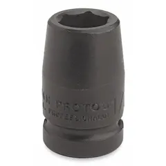This 1/2" drive impact socket features a 7/8 in SAE hex size with a 6-point standard configuration. Overall length is 1 5/8 in. Designed for use with impact wrenches in fastening and loosening tasks on hex fasteners.