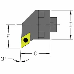 This indexable cutting head unit is designed for internal turning operations, including turning, facing, and profiling. It accepts indexable inserts for efficient metal removal in industrial machining applications.
