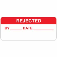 Inspection Label: 1 1/2 in Wd, 5/8 in Ht, Red/White, Rectangle, Matte, Polyester, Indoor, 364 PK (MPN 82591)