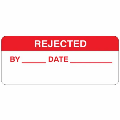 BRADY Inspection Label: 1 1/2 in Wd, 5/8 in Ht, Red/White, Rectangle, Matte, Polyester - Safety