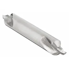 This KEO center drill is a plain-type, double-end tool made from high-speed steel. It is size #1 with an 82° included angle and 1-1/4 inch overall length. The double-end design provides two usable tips for extended service life. Commonly used in machining and toolroom operations to create conical starting holes for lathe centers or to guide larger drills.