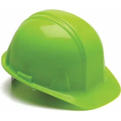 CONDOR Hard Hat: Green, No Graphics, Pinlock, Polyethylene, Side-Slots, CONDOR - General Purpose Front-Brim Hard Hats (Type 1, Class E)