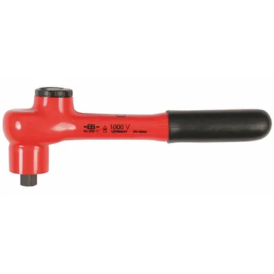 WIHA Hand Ratchet: Pear, Reversible, 7 1/2 in Overall Lg, 1.5° Min Arc Swing - Insulated Standard-Head Ratchets