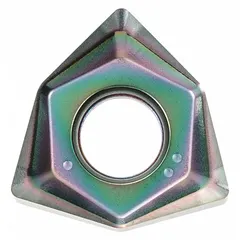Trigon (W) shaped indexable milling insert with 08mm inscribed circle, 06mm thickness, and 08mm corner radius. Grade PDL025 is intended for milling operations on steel and stainless steel. Used for face and shoulder milling in general machining applications.