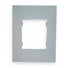Surface-mount adapter plate for electric wall and ceiling heaters. Designed for use with model 5ZK54, fits all kW ratings. Outside dimensions 12-1/2 x 10-1/2 inches, white finish. Includes installation instructions.