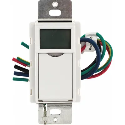 TORK Wall Switch Timer: 7 day Max, 1 min Min, SPST, 120V AC, No Wall Plate Included - Digital Programmable Timers without Wall Plates