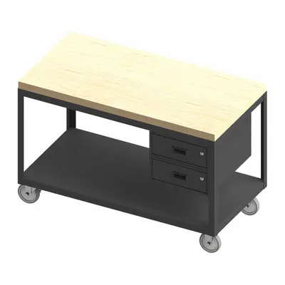 DURHAM MFG Workbench: Fixed Ht, Butcher Block, 48 in x 24 in - Butcher-Block-Top Mobile Worktables