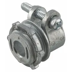 Straight Connector - Squeeze Clamp Style: Zinc, 1 1/4 in Trade Size, 1 1/4 in MNPT, Non Insulated (MPN 2195RAC). Key specifications — attr28197: 1-1/4 in MNPT; attr31485: Squeeze; attr28196: Gray; attr28203: Straight; attr31480: Squeeze Clamp; attr24940: Zinc; attr28194: No; attr28202: Flexible Conduit.