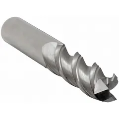 Carbide square end mill with 3 flutes, 1/4" mill diameter, 3/4" length of cut, and 2-1/2" overall length. Designed for machining aluminum and non-ferrous materials, its geometry supports efficient chip evacuation and high-speed finishing operations.