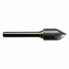 CLEVELAND C46352 is an 82° general-purpose three-flute countersink with a 1/8 in body diameter and 1/8 in shank, made from carbide. Designed for clean, chatter-free countersinking in ferrous and non-ferrous materials. Used in machining operations to create conical recesses for flat-head screws and for chamfering or deburring holes.