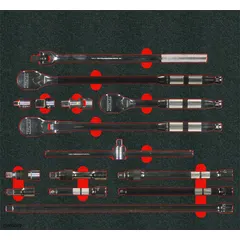 This set includes two reversible flex-head ratchets with overall lengths of 11 in and 18 in. The pear-shaped head and 4° minimum arc swing allow operation in confined spaces where a straight handle cannot swing. Suitable for tightening and loosening fasteners in automotive, industrial, and maintenance applications.