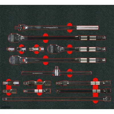 PROTO Hand Ratchet Set: Pear, Reversible, 11 in_18 in Overall Lg, 4° Min Arc Swing - Flex-Head Ratchet Sets
