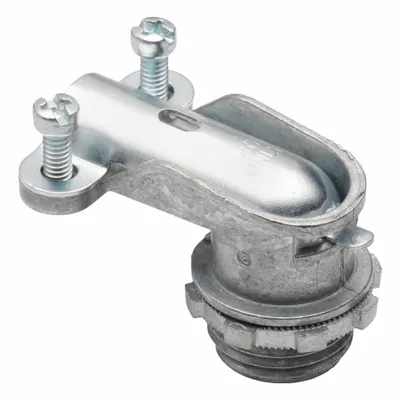 BRIDGEPORT 90° Squeeze Connector, Die Cast Zinc, 3/8 in, Non-Insulated, 2-Screw - 90° Connectors - Squeeze Style