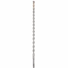 This SDS-Plus drill bit is designed for rotary hammer drills to create anchor holes and through-holes in concrete, brick, and block. It has a 1/2-inch diameter, 16-inch maximum drilling depth, and 18-inch overall length.