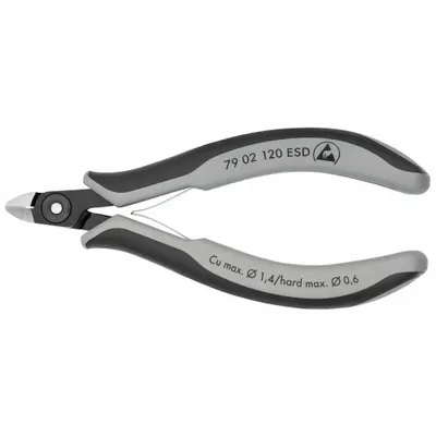KNIPEX Precision Diagonal Cutting Plier: ESD-Safe, Flush, Oval, 4 3/4 in Overall Lg - ESD-Safe Flush-Cut Pliers