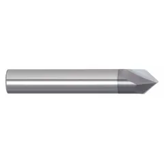 Solid carbide chamfer mill with AlTiN coating, 2 flutes, 82° included angle, 1/2" mill diameter, and 3" overall length. Creates beveled edges, deburrs holes, and prepares edges for welding or assembly in machining and fabrication applications.