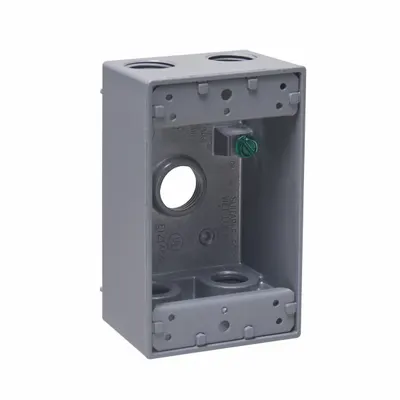 BELL Electrical Box: Aluminum, Rectangular, 1 Gangs, 1/2 in Hub Size, 18.3 cu in Capacity - Aluminum Weatherproof Electrical Boxes