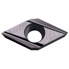 Diamond indexable turning insert for precision machining of non-ferrous materials. Used in turning, boring, and facing operations to achieve high surface finish and extended tool life.