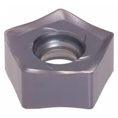 Pentagon (P) indexable milling insert with negative rake geometry and AH3225 grade, designed for wear resistance in steel milling. Suitable for general-purpose machining of steel and cast iron in medium to heavy milling operations.