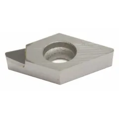 Diamond indexable turning insert for precision machining of non-ferrous materials such as aluminum alloys and composites. Used in turning and finishing operations on automated and manual machine tools.