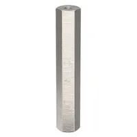 Aluminum female x female hex standoff with plain finish. Overall length 3 inches. Creates a fixed threaded spacer between two panels or components in electronic enclosures, industrial control cabinets, and machinery. Supplied in a 10-pack