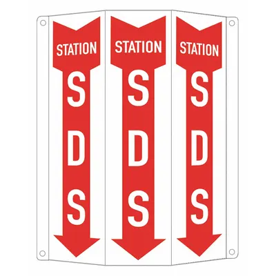 LYLE Safety Sign: Aluminum, Mounting Holes Sign Mounting - Tri-Bend Projection SDS Station (W Arrow) Signs