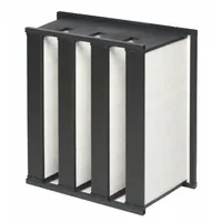 V-Bank Air Filter: 20 in x 24 in x 12 in, Fiberglass, Double Header, 4 Vs, MERV 15