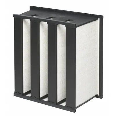 OEM V-Bank Air Filter: 20 in x 24 in x 12 in, Fiberglass, Double Header, 4 Vs - MERV 15 V-Bank Air Filters