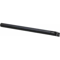 This indexable boring bar features a positive rake geometry and right-hand cutting direction, designed for internal turning operations such as enlarging or finishing pre-existing holes. It is suitable for general-purpose boring in steel, cast iron, and non-ferrous materials in industrial machining applications.