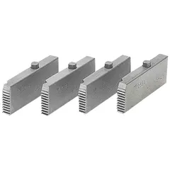 Set of four NPT pipe dies for threading 1 in to 2 in pipe. Suitable for alloy, conduit, galvanized steel, iron, and steel. Right-hand threading. Compatible with Rothenberger Uniquad threading system.